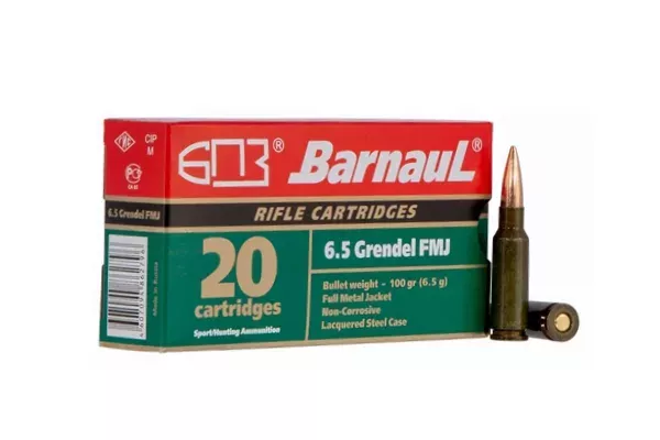 Barnaul 6.5 Grendel Rifle Ammo, 100Gr FMJ Steel Case – 20Rds