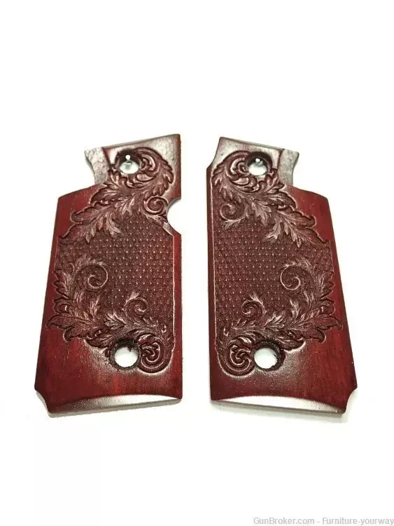 -Rosewood Floral Checker Springfield Armory 911 .380 Grips Engrave Texture